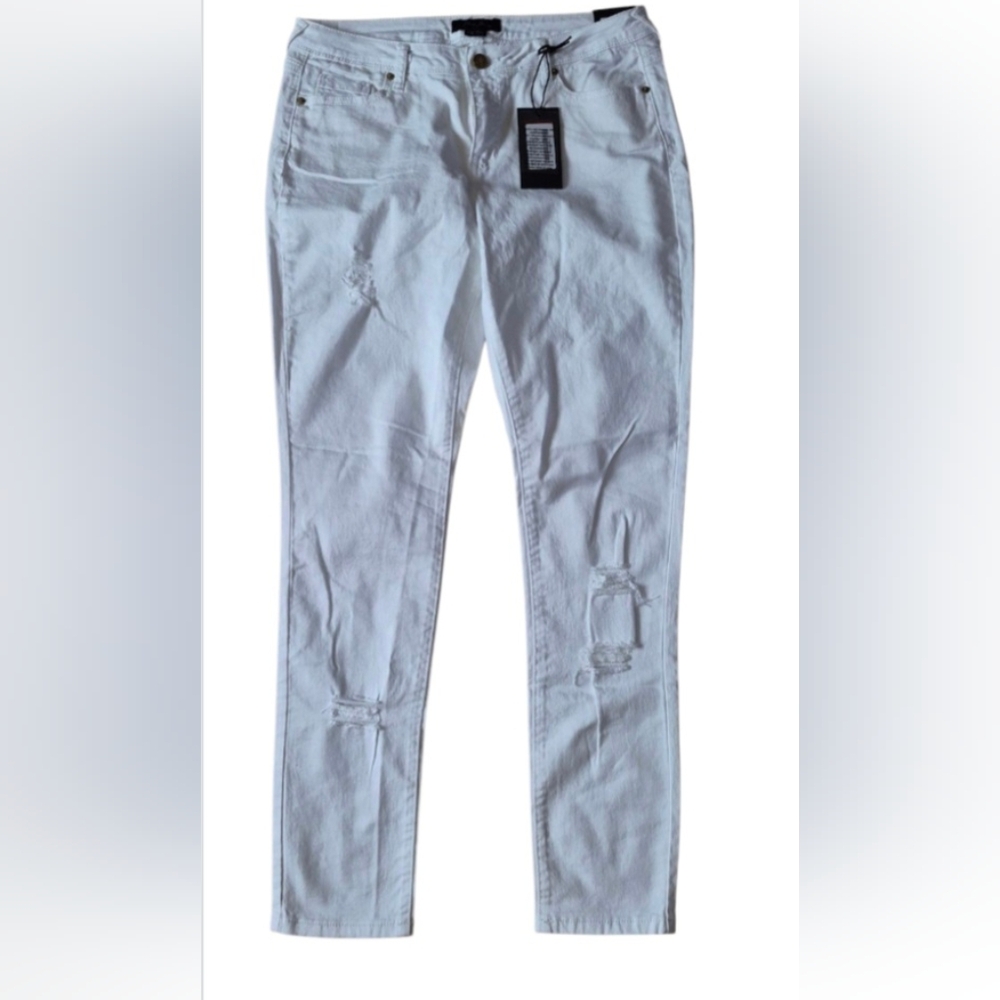 Women's Distressed White Jeans